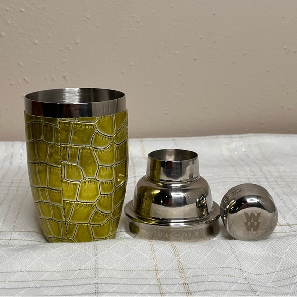 Bar Cocktail Shaker Yellow Croc Leather WW Weight Watchers - Picture 4 of 8